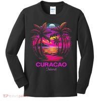 Vacation Souvenir Palm Tree Curacao Kids Long Sleeve Shirt thumb 0