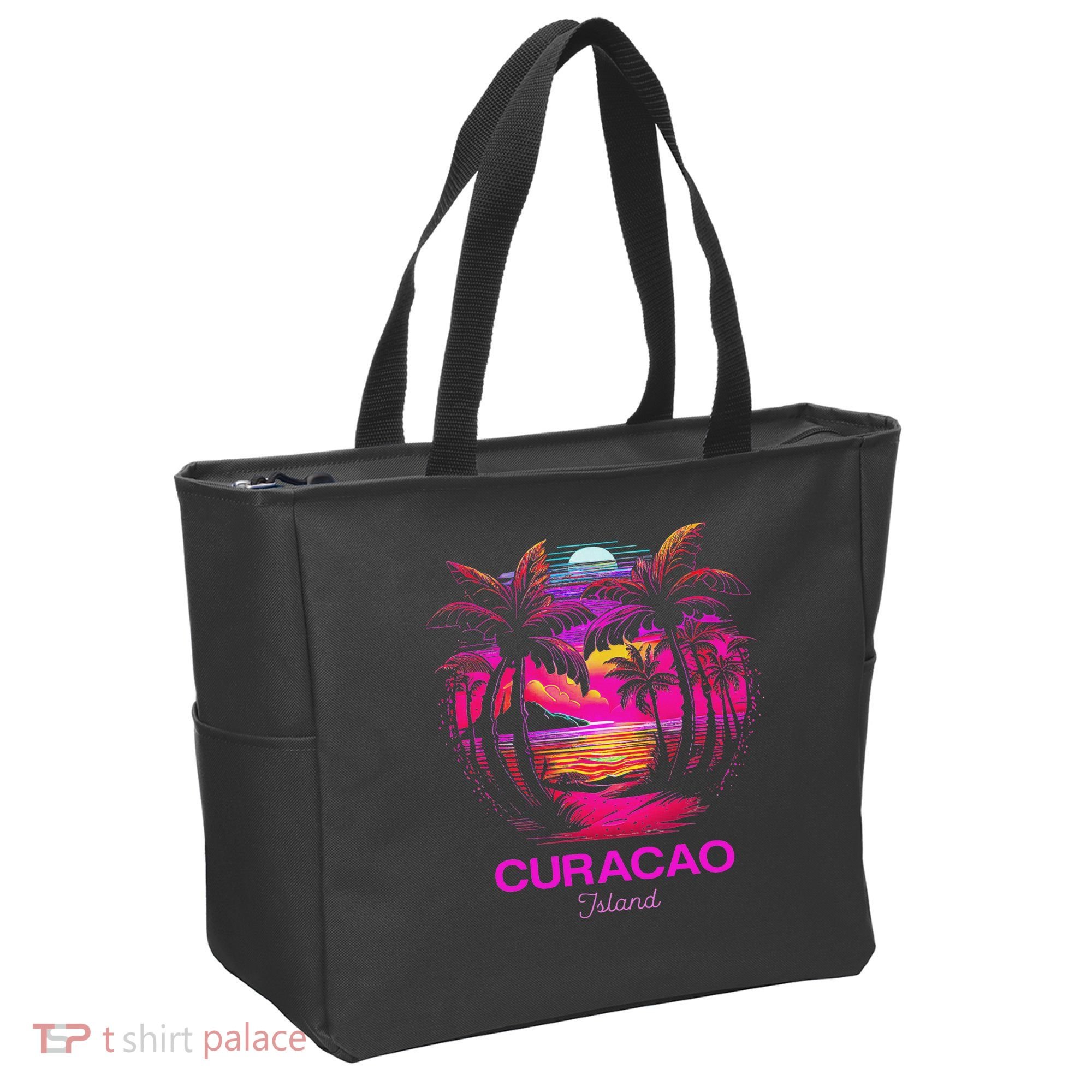 Vacation Souvenir Palm Tree Curacao Tote Bag