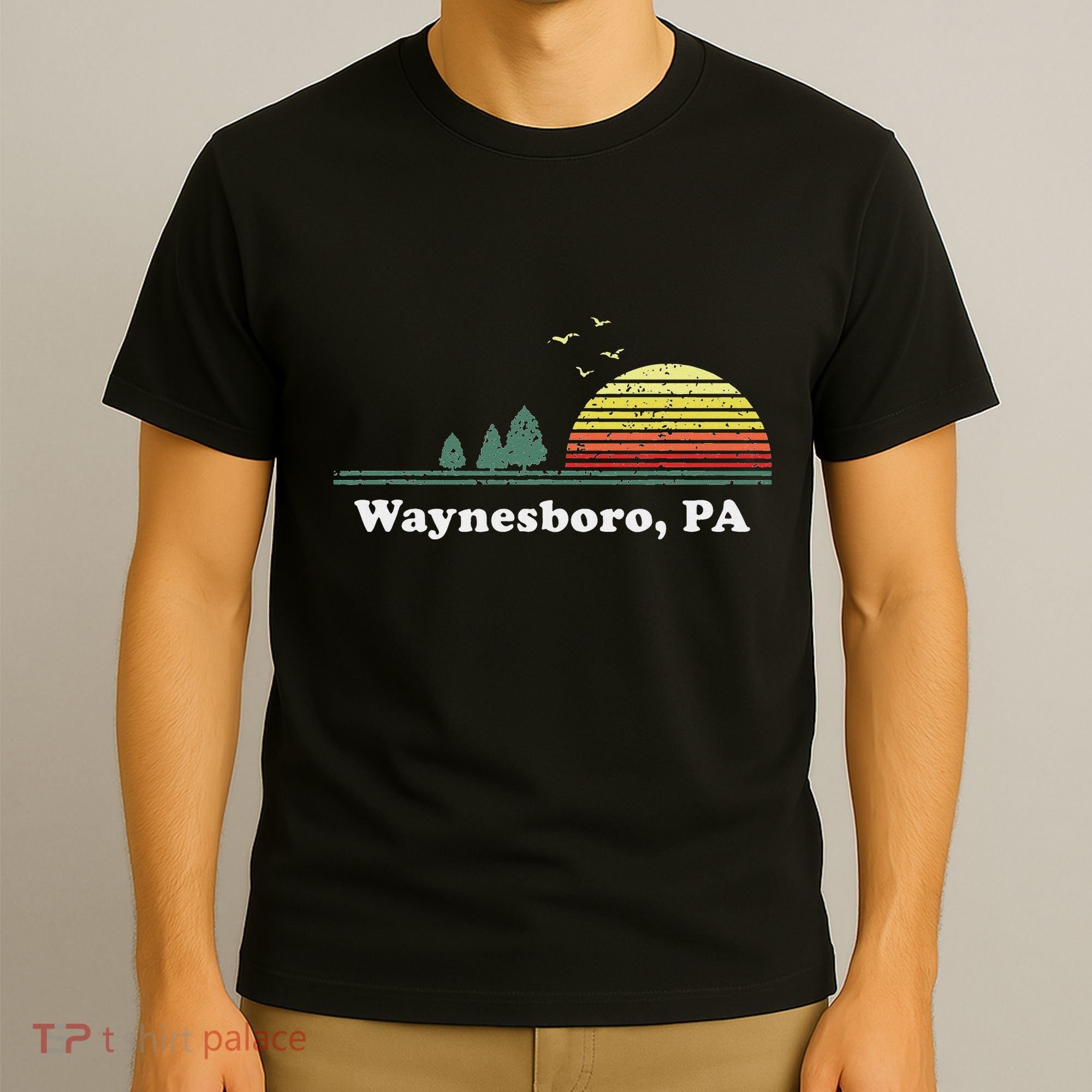 Vintage Sunset Pine Tree Waynesboro Pennsylvania Souvenir T-Shirt