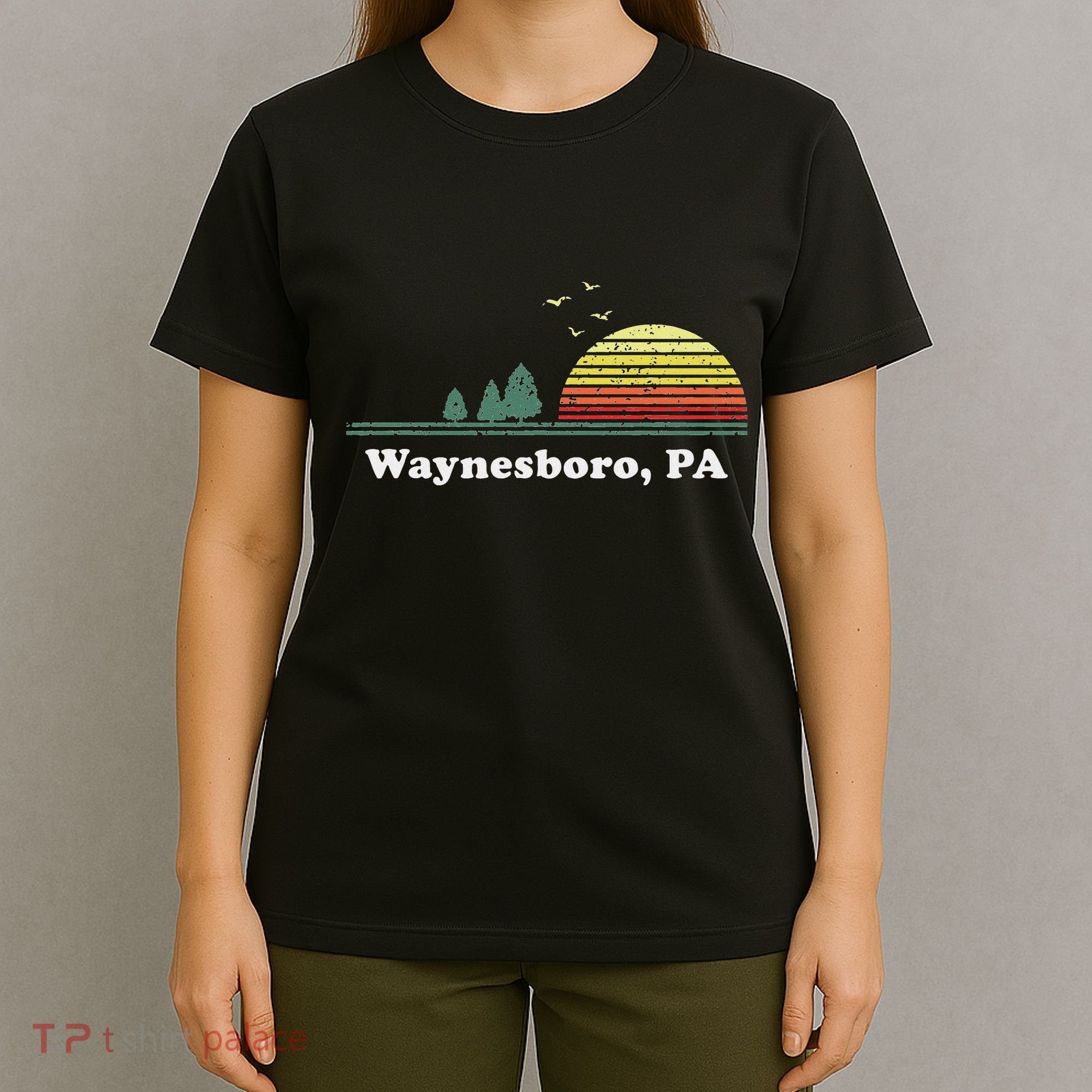 Vintage Sunset Pine Tree Waynesboro Pennsylvania Souvenir T-Shirt