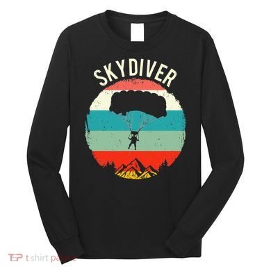 Vintage Skydiving Parachuting Retro Skydiver Long Sleeve Shirt