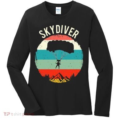 Vintage Skydiving Parachuting Retro Skydiver Women's Long Sleeve Shirt