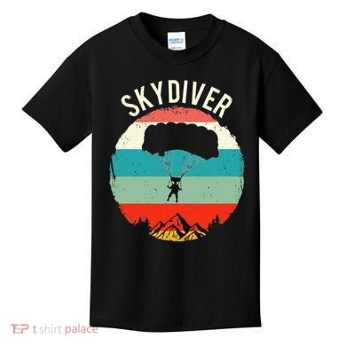Vintage Skydiving Parachuting Retro Skydiver Kids T-Shirt