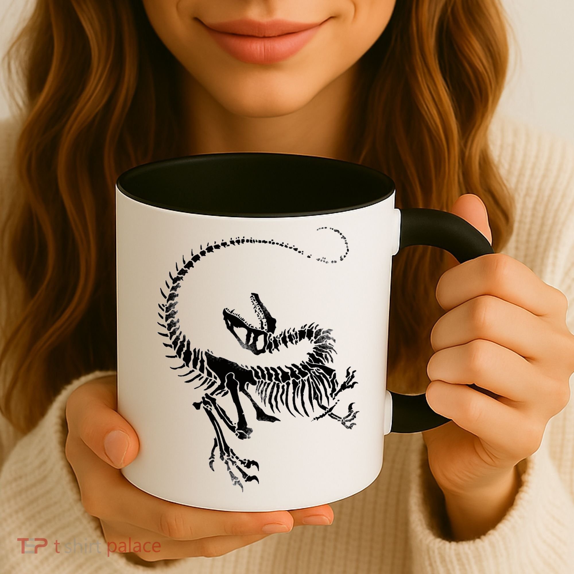 Velociraptor Skeleton Print Coffee Mug