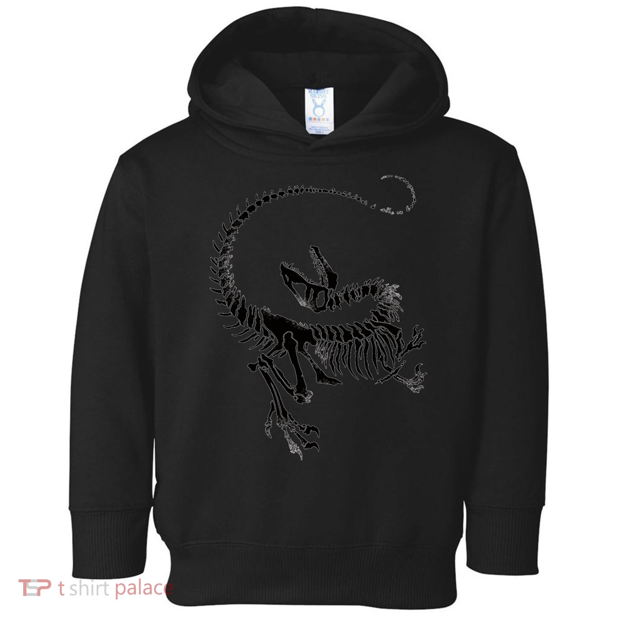 Velociraptor Skeleton Print Toddler Hoodie
