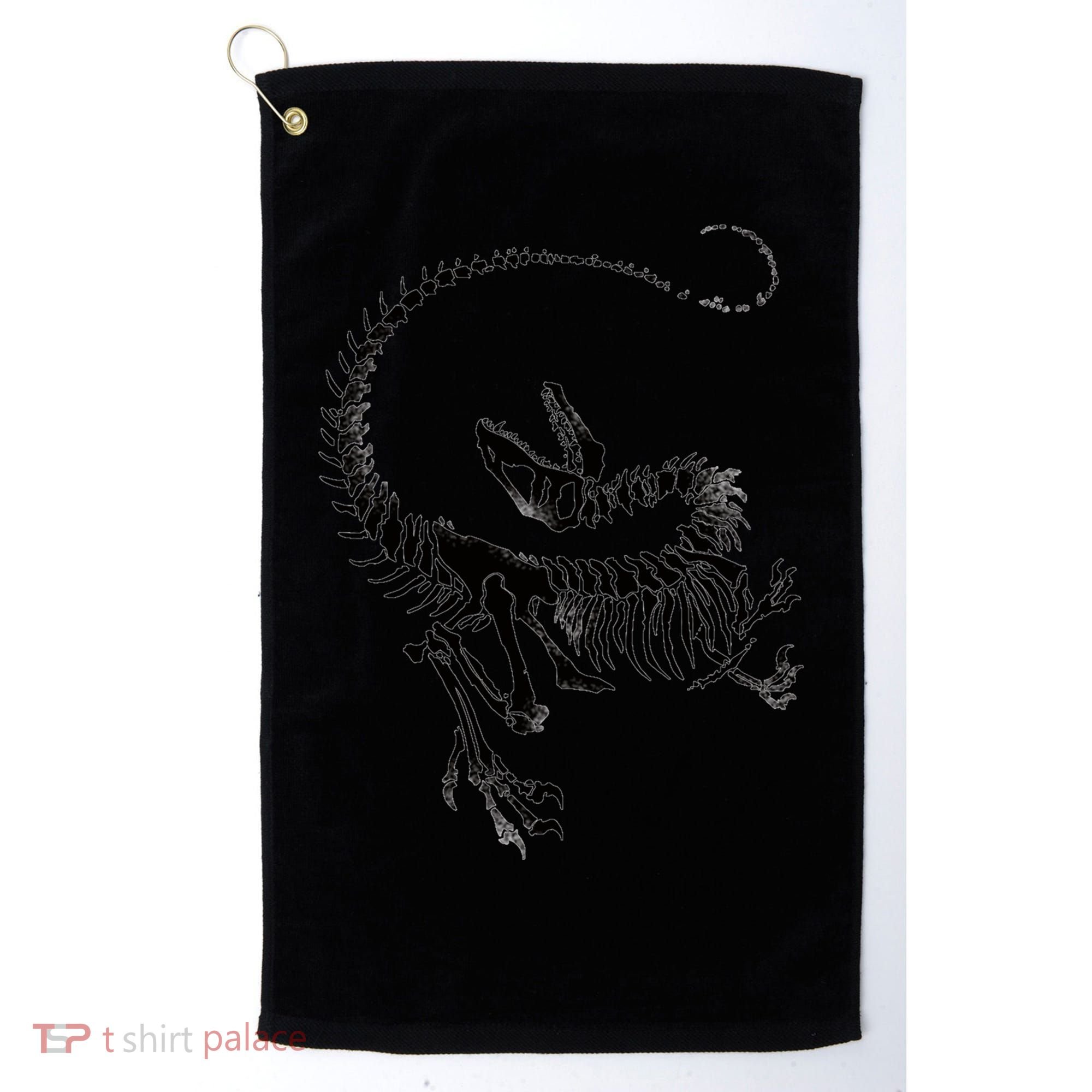 Velociraptor Skeleton Print Golf Towel