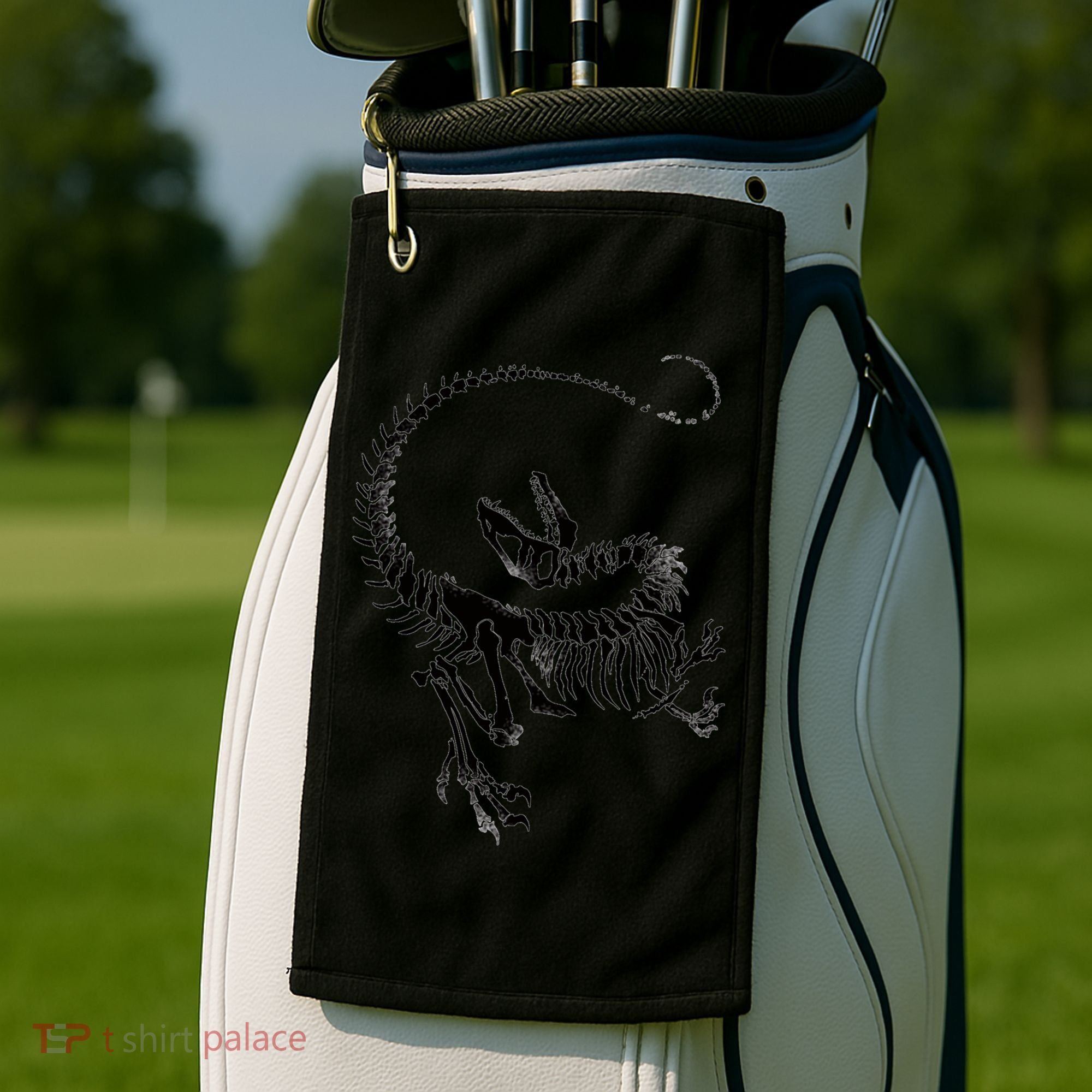 Velociraptor Skeleton Print Golf Towel