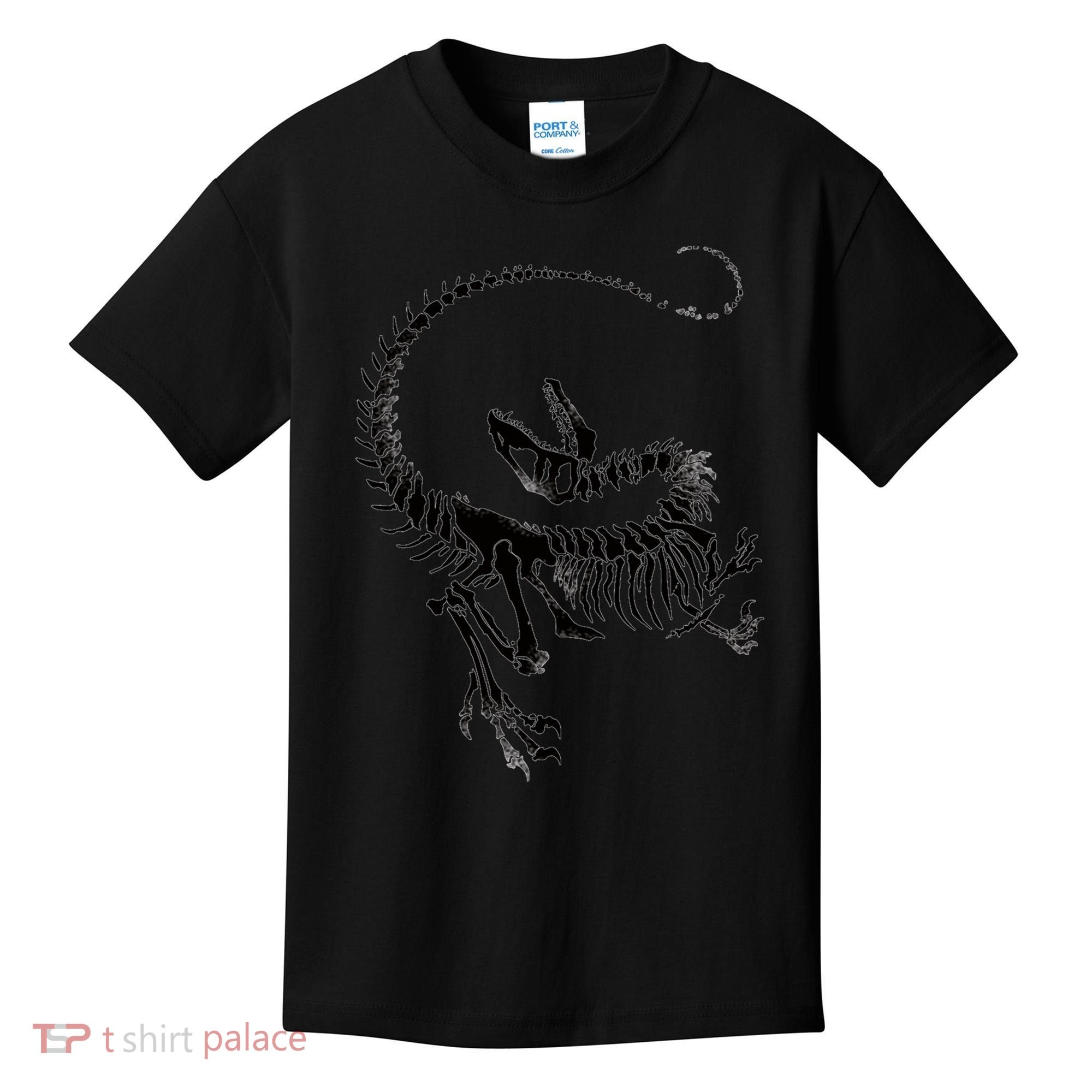 Velociraptor Skeleton Print Kids T-Shirt