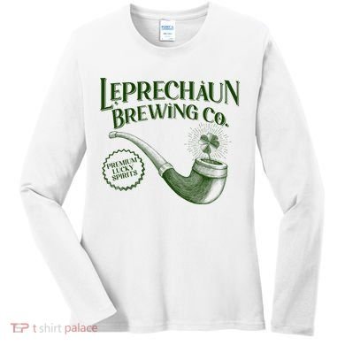 Vintage St Patrick's Day Leprechaun Brewing Co Premium Lucky Spirits Women's Long Sleeve Shirt
