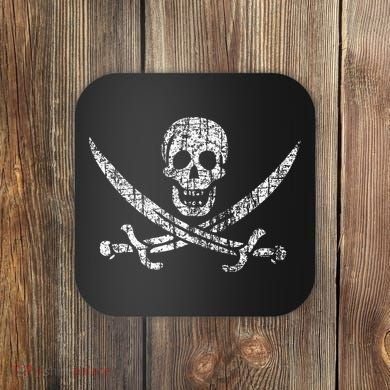 Vintage Skull Pirate Flag Coaster