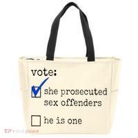 Vote She Prosecuted Sex Offenders He Is One Tote Bag thumb 0