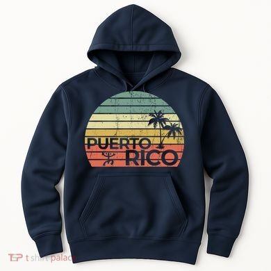 Vintage style Puerto Rico Retro Sunset Palm Tree Hoodie