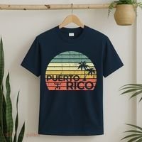 Vintage style Puerto Rico Retro Sunset Palm Tree T-Shirt thumb 2