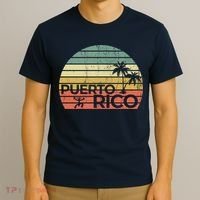 Vintage style Puerto Rico Retro Sunset Palm Tree T-Shirt thumb 3