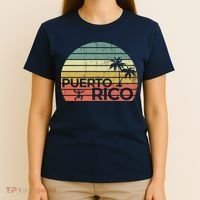 Vintage style Puerto Rico Retro Sunset Palm Tree T-Shirt thumb 4