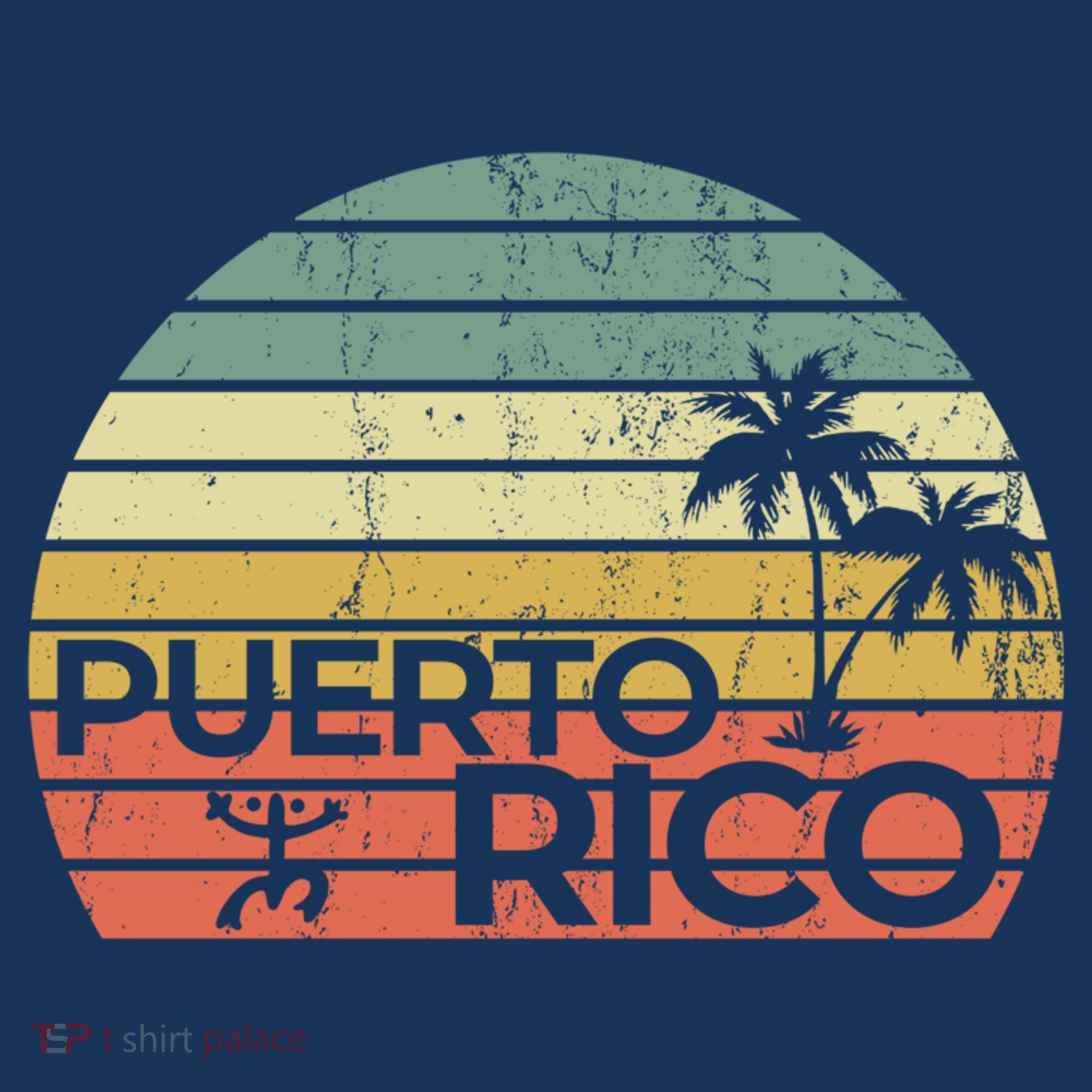 Vintage style Puerto Rico Retro Sunset Palm Tree T-Shirt