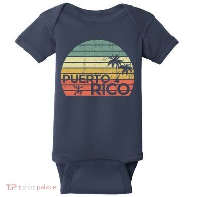 Vintage style Puerto Rico Retro Sunset Palm Tree Baby Bodysuit