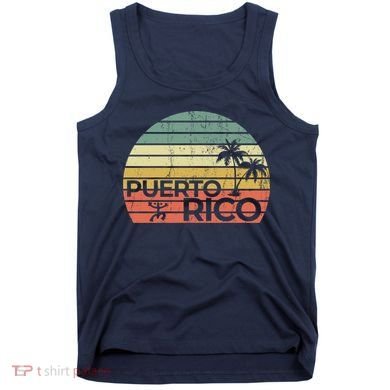 Vintage style Puerto Rico Retro Sunset Palm Tree Tank Top