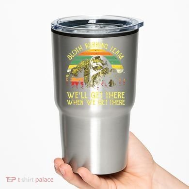 Vintage Sloth Running Team Well Get There Funny Sloth Tumbler
