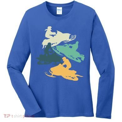 Vintage Snowmobile Rider Retro Snowmobiling Offroad Racing Gift Women's Long Sleeve Shirt