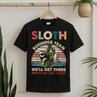 Vintage Sloth Running Team We'll Get There Funny Sloth T-Shirt thumb 2