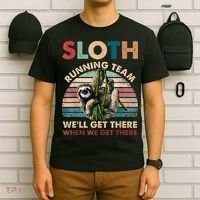 Vintage Sloth Running Team We'll Get There Funny Sloth T-Shirt thumb 6