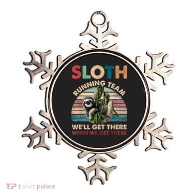 Vintage Sloth Running Team We'll Get There Funny Sloth Ornament