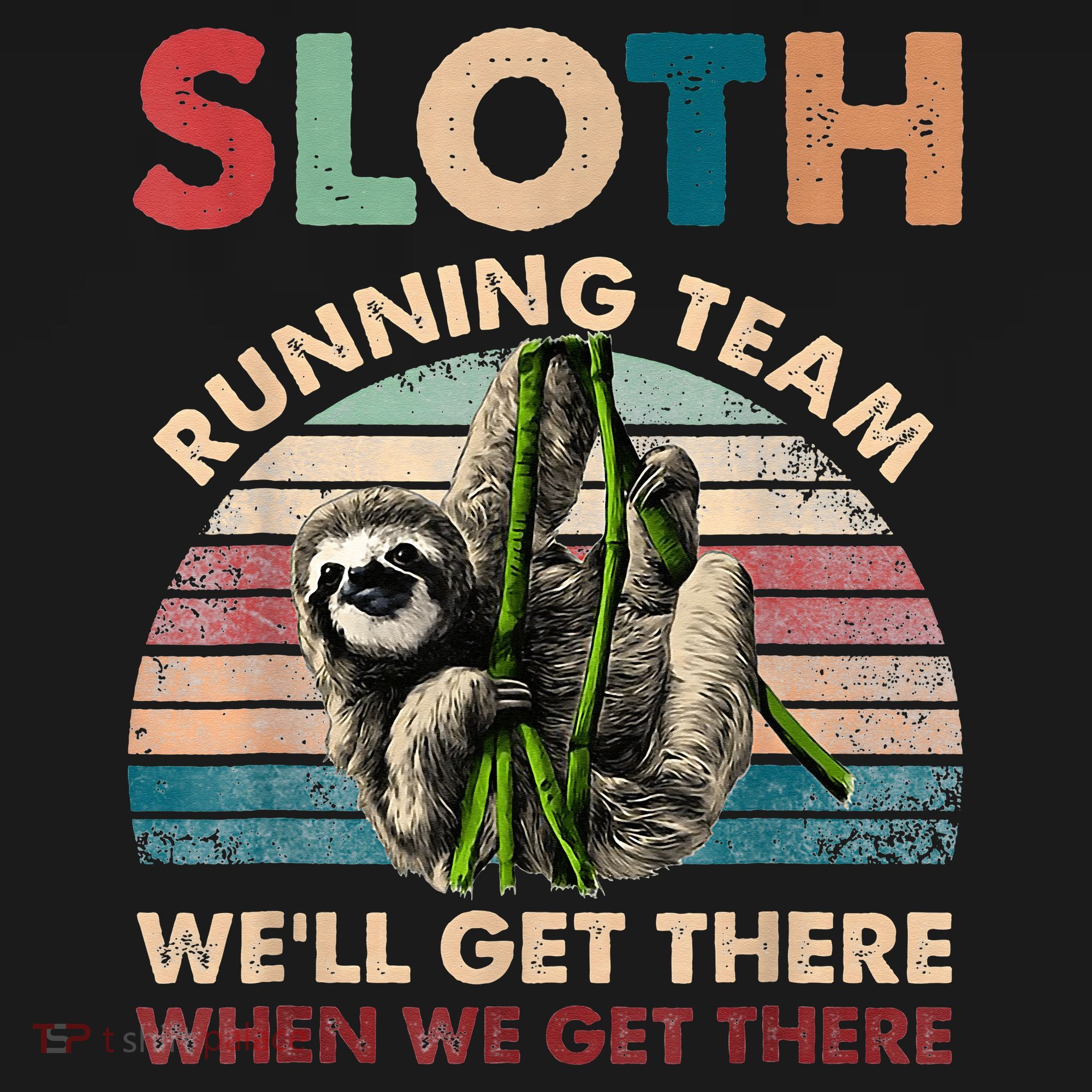 Vintage Sloth Running Team We'll Get There Funny Sloth Women's Perfect Tri Rocker Tank