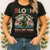 Vintage Sloth Running Team We'll Get There Funny Sloth Women's T-Shirt thumb 2