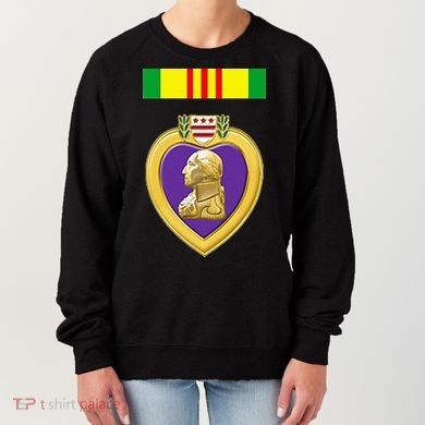 Vietnam Service Ribbon Above Purple Heart Military Women's Sweatshirt