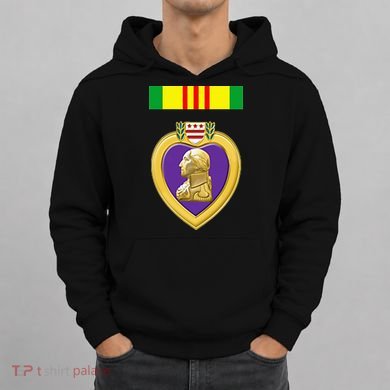 Vietnam Service Ribbon Above Purple Heart Military Hoodie
