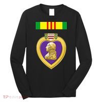 Vietnam Service Ribbon Above Purple Heart Military Long Sleeve Shirt thumb 0