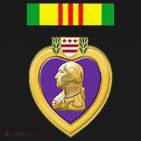 Vietnam Service Ribbon Above Purple Heart Military Long Sleeve Shirt thumb 2