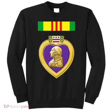 Vietnam Service Ribbon Above Purple Heart Military Sweatshirt