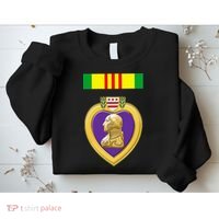 Vietnam Service Ribbon Above Purple Heart Military Sweatshirt thumb 2