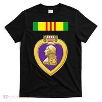 Vietnam Service Ribbon Above Purple Heart Military T-Shirt thumb 0