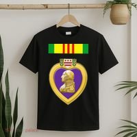 Vietnam Service Ribbon Above Purple Heart Military T-Shirt thumb 2