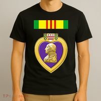 Vietnam Service Ribbon Above Purple Heart Military T-Shirt thumb 3
