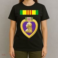 Vietnam Service Ribbon Above Purple Heart Military T-Shirt thumb 4