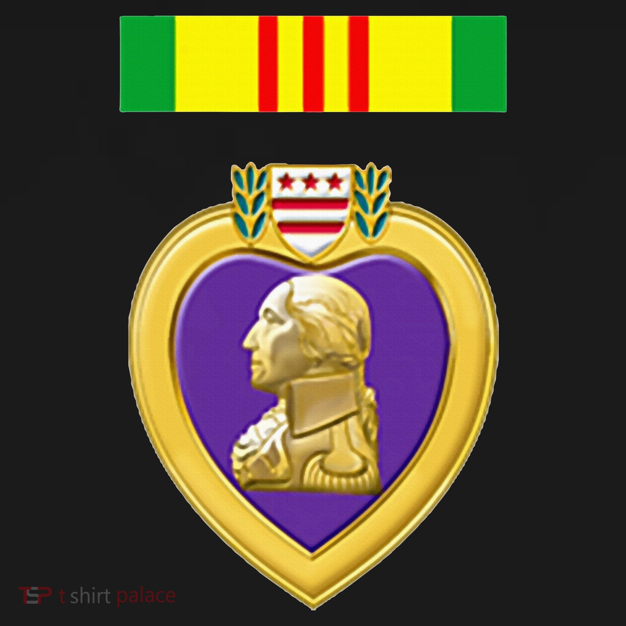 Vietnam Service Ribbon Above Purple Heart Military Bucket Hat