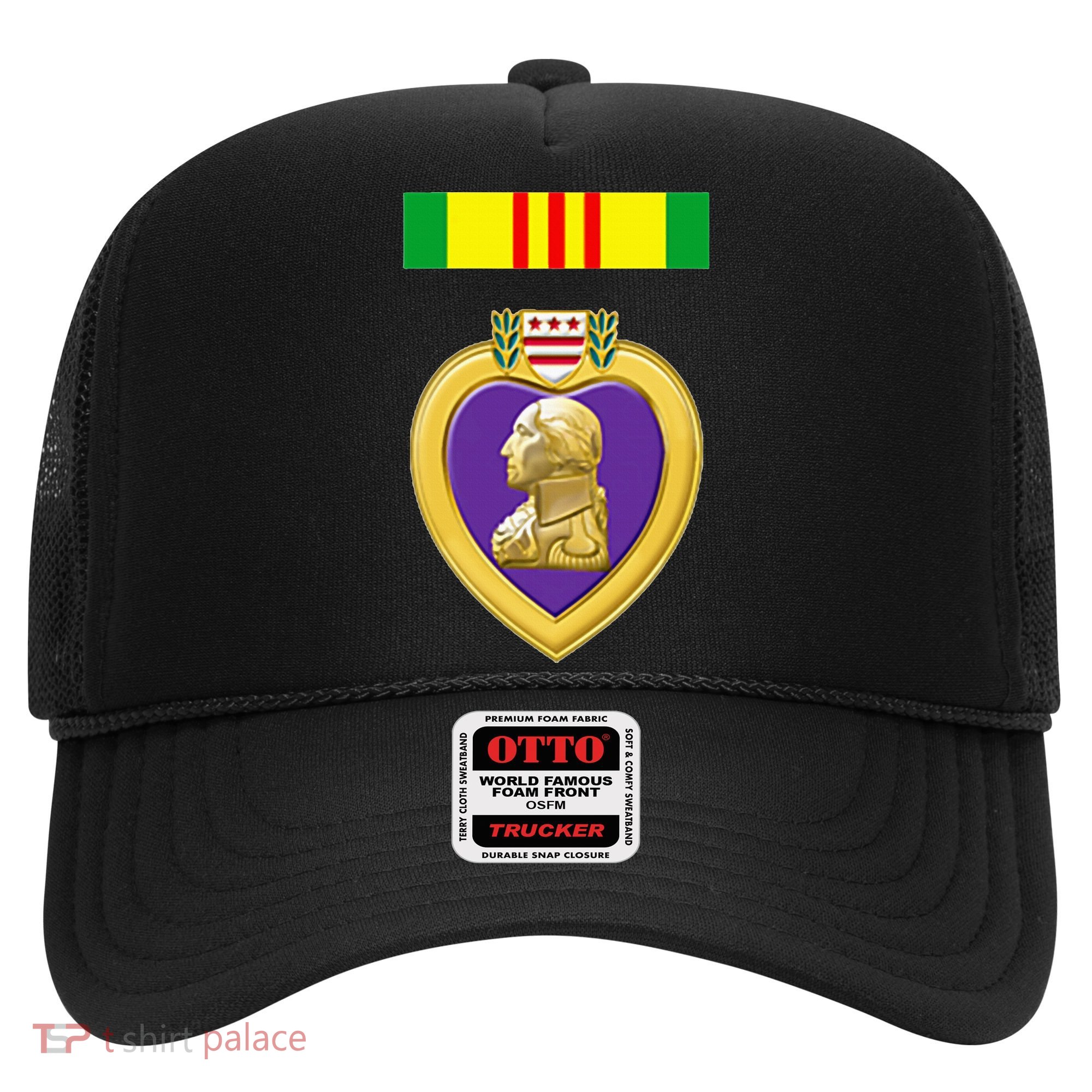 Vietnam Service Ribbon Above Purple Heart Military Hat