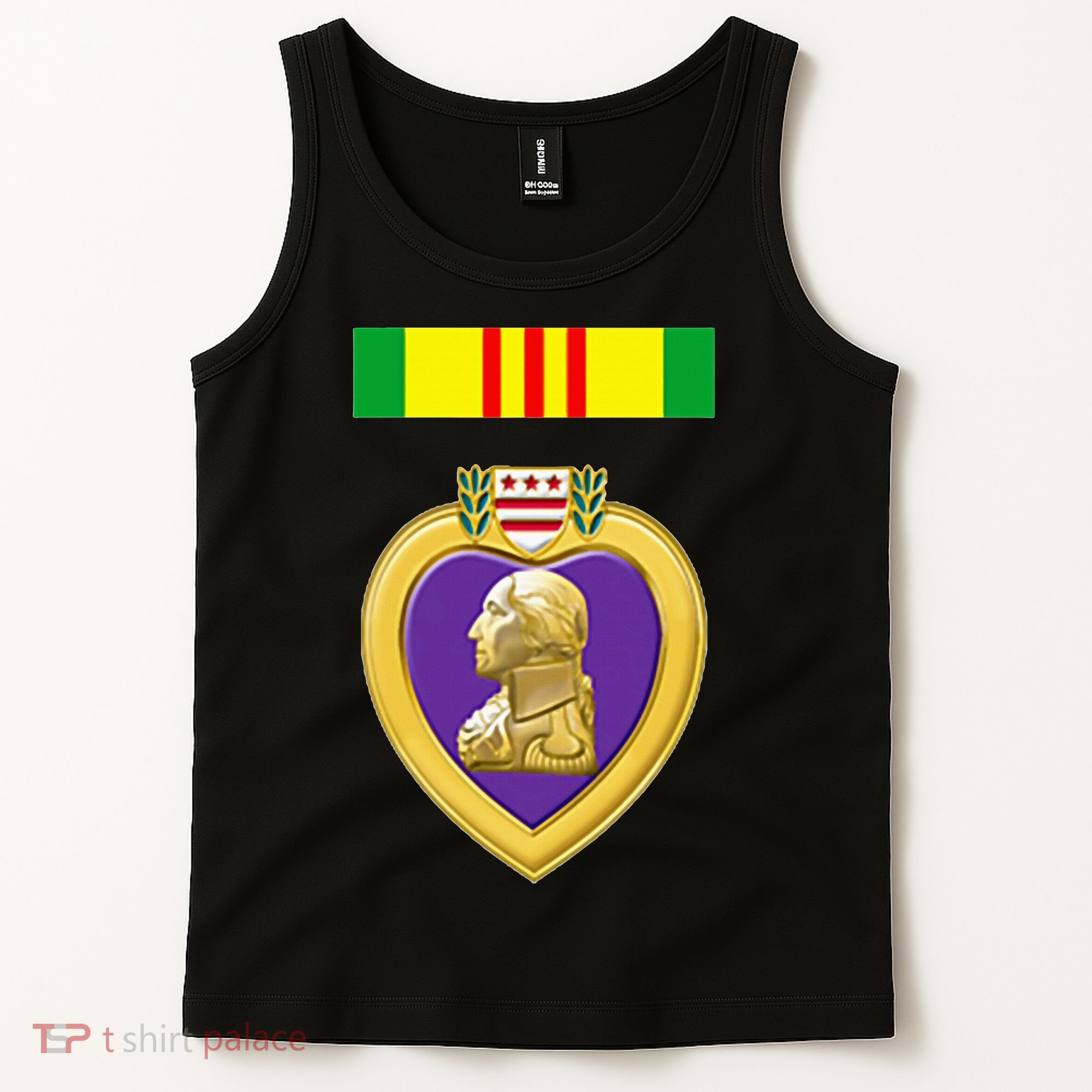 Vietnam Service Ribbon Above Purple Heart Military Tank Top