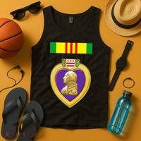 Vietnam Service Ribbon Above Purple Heart Military Tank Top thumb 4