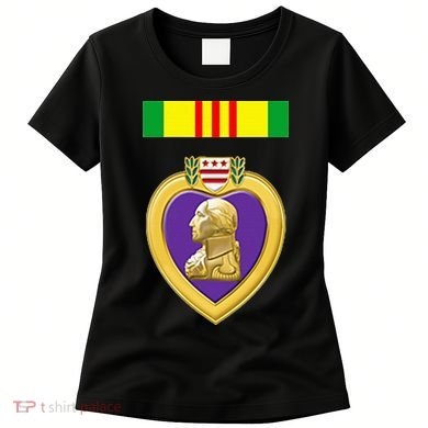 Vietnam Service Ribbon Above Purple Heart Military Women's T-Shirt