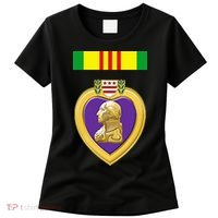Vietnam Service Ribbon Above Purple Heart Military Women's T-Shirt thumb 0