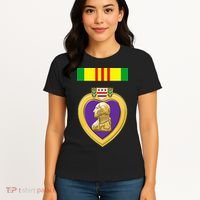 Vietnam Service Ribbon Above Purple Heart Military Women's T-Shirt thumb 4