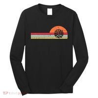 Volleyball Sunset Retro Chest Coach Player Men Women Long Sleeve Shirt thumb 0
