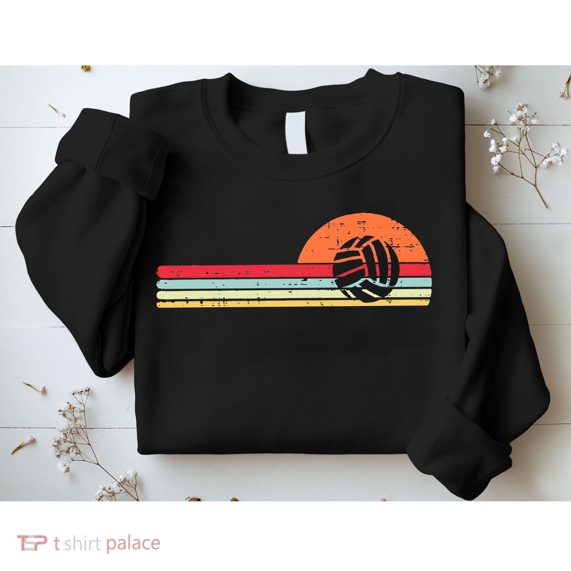 Volleyball Sunset Retro Chest Coach Player Men Women Sweatshirt