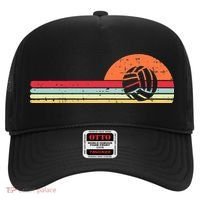 Volleyball Sunset Retro Chest Coach Player Men Women Hat thumb 0