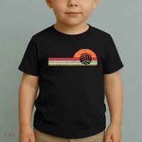 Volleyball Sunset Retro Chest Coach Player Men Women Toddler T-Shirt thumb 2